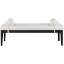  Color_Cream -- Meridian Priscilla Linen Textured Fabric Upholstered Bench IMAGE 3