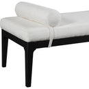 Color_Cream -- Meridian Priscilla Linen Textured Fabric Upholstered Bench IMAGE 5