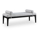  Color_Grey -- Priscilla Grey Linen Textured Fabric Upholstered Bench IMAGE 1