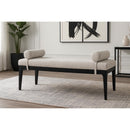  Color_Grey -- Priscilla Grey Linen Textured Fabric Upholstered Bench IMAGE 2