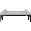  Color_Grey -- Priscilla Grey Linen Textured Fabric Upholstered Bench IMAGE 3