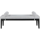 Meridian Priscilla Grey Linen Textured Fabric Bench IMAGE 3