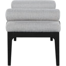 Meridian Priscilla Grey Linen Textured Fabric Bench IMAGE 4