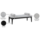  Color_Grey -- Priscilla Grey Linen Textured Fabric Upholstered Bench IMAGE 9