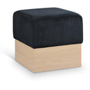  Color_Black -- Meridian Havre Velour Fur Fabric Upholstered Ottoman IMAGE 1