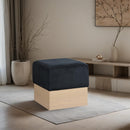  Color_Black -- Meridian Havre Velour Fur Fabric Upholstered Ottoman IMAGE 2