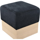  Color_Black -- Meridian Havre Velour Fur Fabric Upholstered Ottoman IMAGE 4