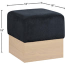  Color_Black -- Meridian Havre Velour Fur Fabric Upholstered Ottoman IMAGE 7