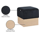  Color_Black -- Meridian Havre Velour Fur Fabric Upholstered Ottoman IMAGE 8