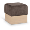  Color_Brown -- Havre Brown Velour Fur Fabric Upholstered Ottoman IMAGE 1