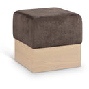  Color_Brown -- Havre Brown Velour Fur Fabric Upholstered Ottoman IMAGE 1