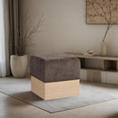  Color_Brown -- Havre Brown Velour Fur Fabric Upholstered Ottoman IMAGE 2