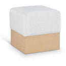  Color_Cream -- Havre Cream Velour Fur Fabric Upholstered Ottoman IMAGE 1