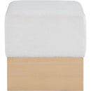 Color_Cream -- Havre Cream Velour Fur Fabric Upholstered Ottoman IMAGE 3
