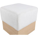  Color_Cream -- Havre Cream Velour Fur Fabric Upholstered Ottoman IMAGE 4