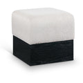  Color_Beige -- Meridian Havre Velour Fur Fabric Upholstered Ottoman IMAGE 1