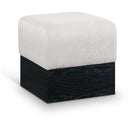  Color_Beige -- Meridian Havre Velour Fur Fabric Upholstered Ottoman IMAGE 1