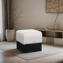  Color_Beige -- Meridian Havre Velour Fur Fabric Upholstered Ottoman IMAGE 2