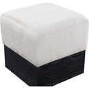  Color_Beige -- Meridian Havre Velour Fur Fabric Upholstered Ottoman IMAGE 4