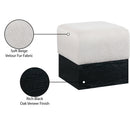  Color_Beige -- Meridian Havre Velour Fur Fabric Upholstered Ottoman IMAGE 8