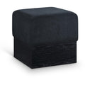  Color_Black -- Havre Black Velour Fur Fabric Upholstered Ottoman IMAGE 1