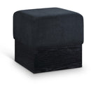  Color_Black -- Havre Black Velour Fur Fabric Upholstered Ottoman IMAGE 1