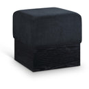 Meridian Havre Black Velour Fur Fabric Ottoman/Stool IMAGE 1