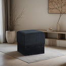  Color_Black -- Havre Black Velour Fur Fabric Upholstered Ottoman IMAGE 2