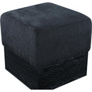  Color_Black -- Havre Black Velour Fur Fabric Upholstered Ottoman IMAGE 4
