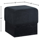  Color_Black -- Havre Black Velour Fur Fabric Upholstered Ottoman IMAGE 7