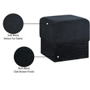  Color_Black -- Havre Black Velour Fur Fabric Upholstered Ottoman IMAGE 8