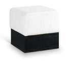 Color_Cream -- Havre Cream Velour Fur Fabric Upholstered Ottoman IMAGE 1