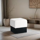  Color_Cream -- Havre Cream Velour Fur Fabric Upholstered Ottoman IMAGE 2