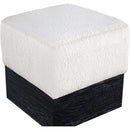  Color_Cream -- Havre Cream Velour Fur Fabric Upholstered Ottoman IMAGE 4