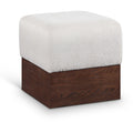  Color_Beige -- Meridian Havre Velour Fur Fabric Upholstered Ottoman IMAGE 1