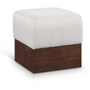  Color_Beige -- Meridian Havre Velour Fur Fabric Upholstered Ottoman IMAGE 1