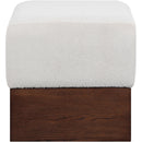  Color_Beige -- Meridian Havre Velour Fur Fabric Upholstered Ottoman IMAGE 3