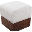 Color_Beige -- Meridian Havre Velour Fur Fabric Upholstered Ottoman IMAGE 4