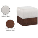  Color_Beige -- Meridian Havre Velour Fur Fabric Upholstered Ottoman IMAGE 7