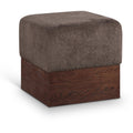 Color_Brown -- Havre Brown Velour Fur Fabric Upholstered Ottoman IMAGE 1