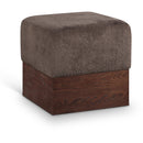  Meridian Havre Brown Velour Fur Fabric Upholstered Ottoman IMAGE 1