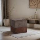  Color_Brown -- Havre Brown Velour Fur Fabric Upholstered Ottoman IMAGE 2