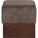  Color_Brown -- Havre Brown Velour Fur Fabric Upholstered Ottoman IMAGE 3