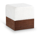  Color_Cream -- Havre Cream Velour Fur Fabric Upholstered Ottoman IMAGE 1