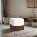  Color_Cream -- Havre Cream Velour Fur Fabric Upholstered Ottoman IMAGE 2