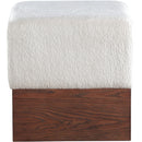  Color_Cream -- Havre Cream Velour Fur Fabric Upholstered Ottoman IMAGE 3