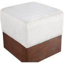  Color_Cream -- Havre Cream Velour Fur Fabric Upholstered Ottoman IMAGE 4
