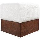 Color_Cream -- Havre Cream Velour Fur Fabric Upholstered Ottoman IMAGE 5