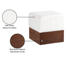  Meridian Havre Cream Velour Fur Fabric Upholstered Ottoman IMAGE 7