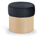  Color_Black -- Meridian Nimes Velour Fur Fabric Upholstered Ottoman IMAGE 1